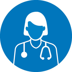 Woman doctor with a stethoscope icon